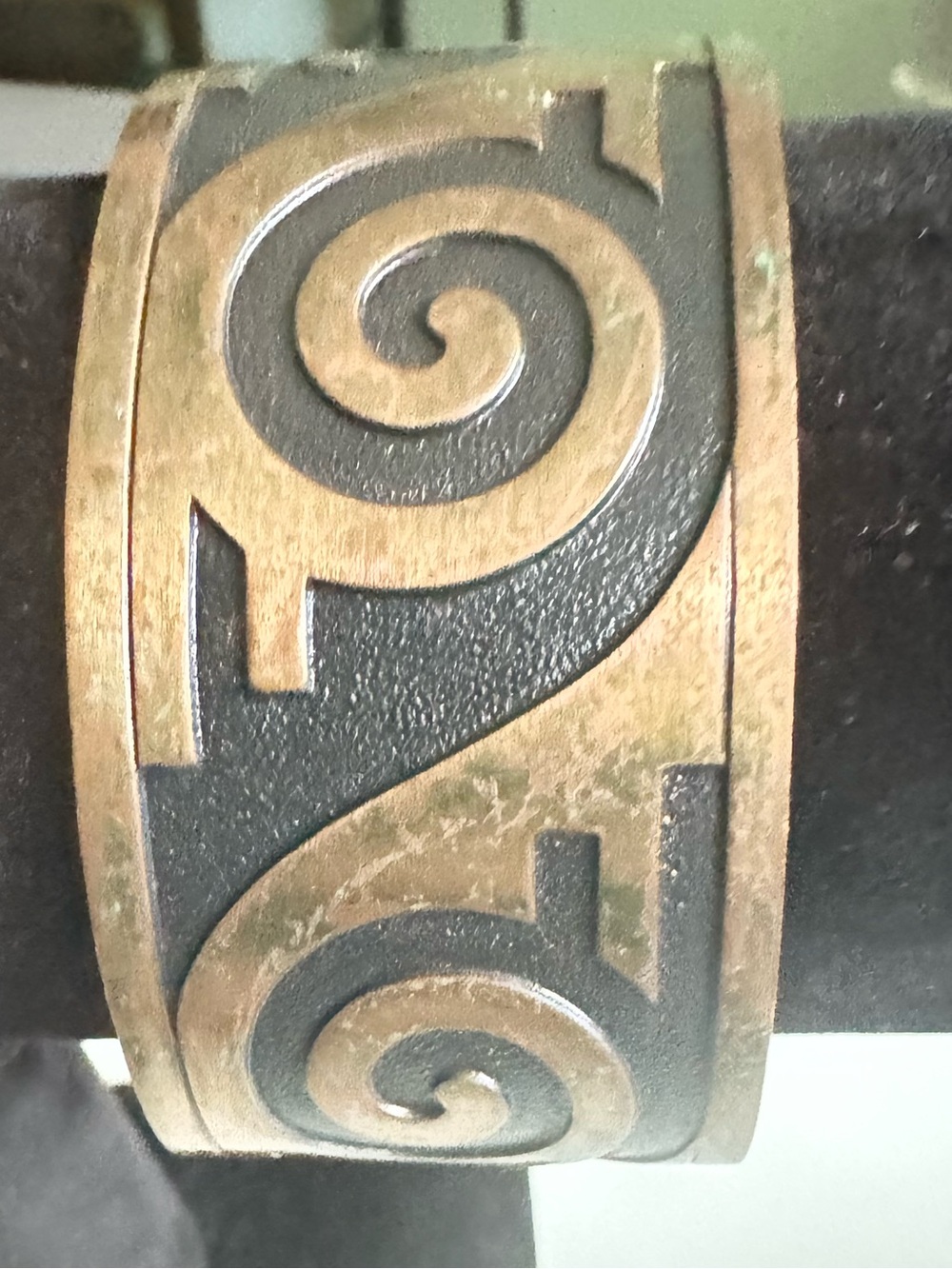 Vintage Solid Copper Cuff Bracelet Tribal Spiral Design - Picture 2 of 8